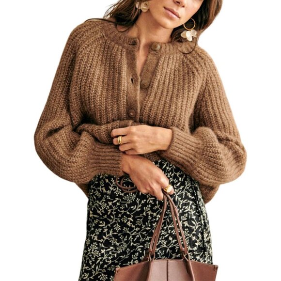 Sweaters - Chunky Knit Button Down Cardigan Sweater Open Front Loose Fit